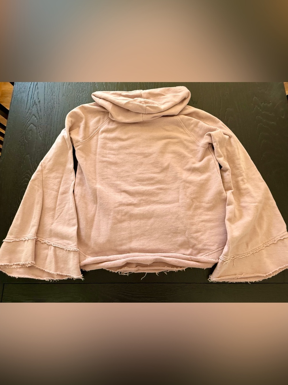 Free People FP Beach Hooded Sweatshirt XS 💕Antique Rose💕Raw Hems Like New💕 - Picture 8 of 10